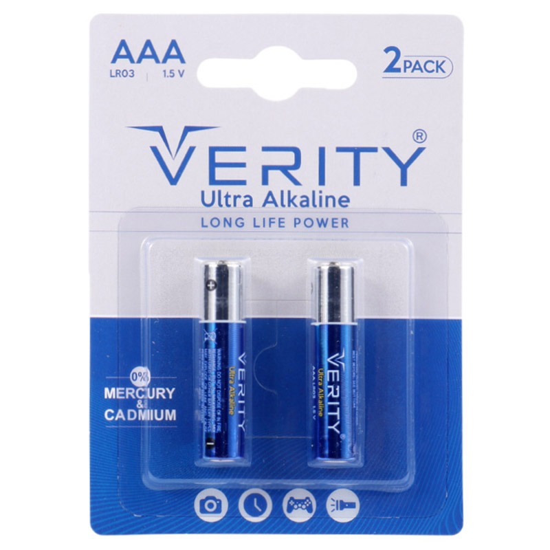 باتری نیم‌قلمی آلکالاین وریتی Verity Ultra Alkaline LR03 AAA 1.5V بسته 2 عددی