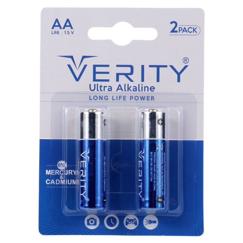 باتری قلمی آلکالاین وریتی Verity Ultra Alkaline LR6 AA 1.5V بسته 2 عددی